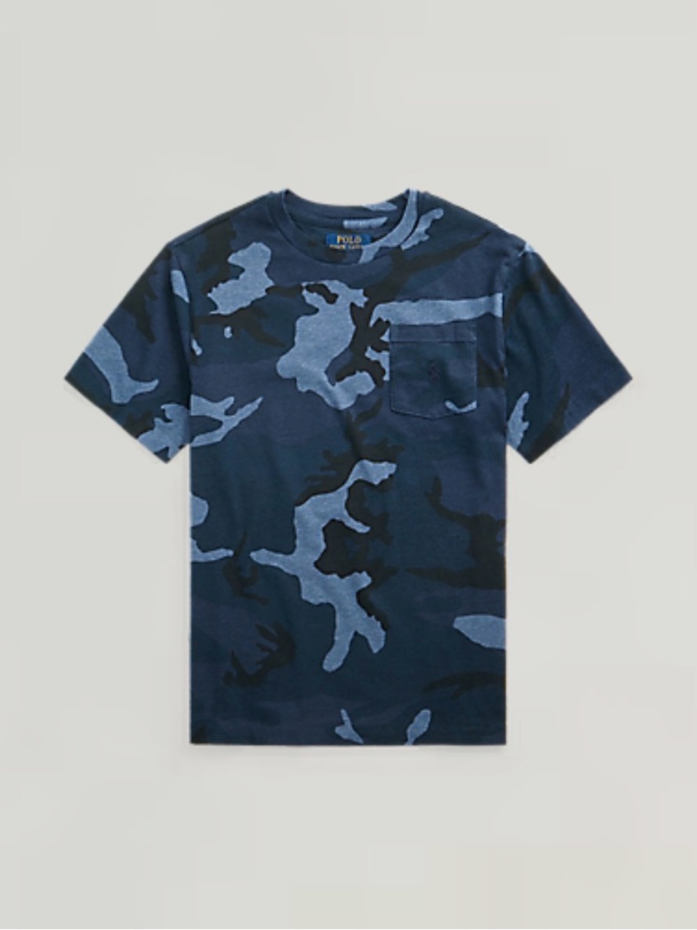 Polo Ralph Lauren Blue Camo Cotton Jersey Pocket Tee Boy’s Medium (10-12)